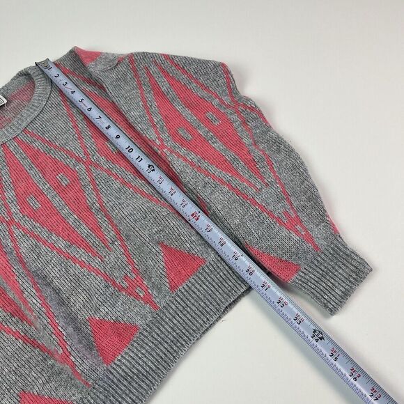 Vintage 80s GAS Great American Sweater Co Pullover S Gray Pink Grandpa Grunge - Picture 6 of 9